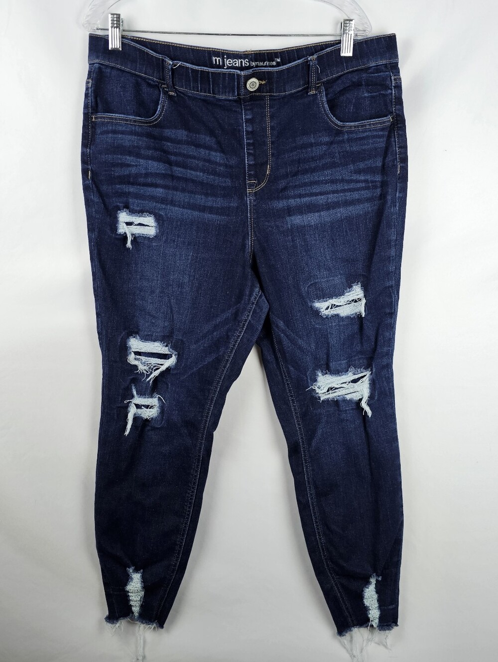 M Jeans By Maurices Distressed Super High Rise Skinny Pull On Denim Xl Stretch